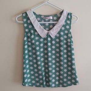 ~2 for $15~ ModCloth Polka Dot White Collar Top